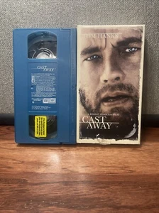 Cast Away (VHS, 2001) Tom Hanks Adventure Island - Rare Blue Tape Blockbuster - Picture 1 of 3