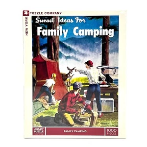 Rompecabezas Sunset Family Camping 1000 piezas New York Puzzle Company Deer & Doe nuevo - Imagen 1 de 22