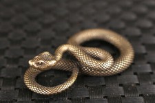 asian old bronze handmade Snake Statue figure Tea Pet decoration / key decor