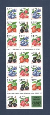 Sc # 3294-3297 ~ Booklet of 20 ~ 33 cent Fruit Berries Issue - Image 1 of 2