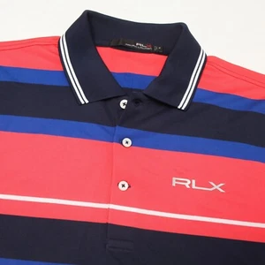 RLX Ralph Lauren Poloshirt Herren Medium Orange Blau Schwarz Streifen Performance - Bild 1 von 13