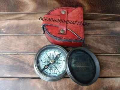 Латунный карманный компас Poem рабочий латунный компас с кожаным чехлом - Изображение 1 из 4