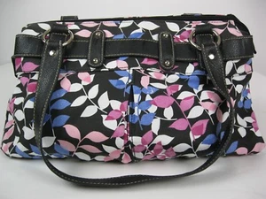 Croft & Barrow Purse Handbag Shoulder Bag Black White Blue Pink Cotton - Picture 1 of 12