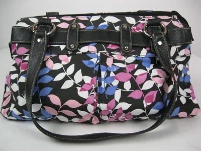 Bolsa de mão Croft & Barrow bolsa de ombro preta branca azul rosa algodão  - Imagem 1 de 4