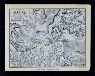 1850 Johnston Antique Military Map Napoleon Battle of Ocana 1809 Spain France - Image 1 of 2