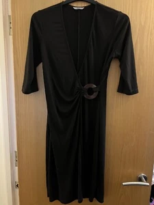 M&S Chocolate Brown Wrap Dress With Buckle Detail Side 10 - Picture 1 of 3