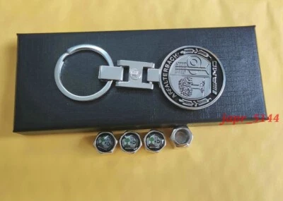 Mercedes Benz AMG Affalterbach Luxury Keyring Fob +Tyre Valve Dust Caps Gift Box
