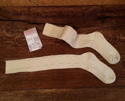 LUSANA Calcetines de rodilla tradicionales Kidstracht T. 15 - 40 color blanco natural