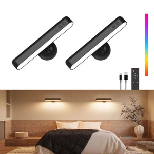2PKS Wall Sconces Rechargeable Battery Operated Wall Lights Dimmable 15RGB Color - Picture 1 of 16