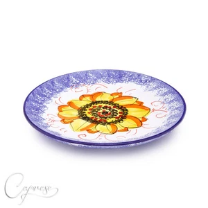 PLATO DE CERÁMICA BASSANO 20 CM AZUL GIRASOL MAYÓLICA ITALIANA NUEVO - Imagen 1 de 3