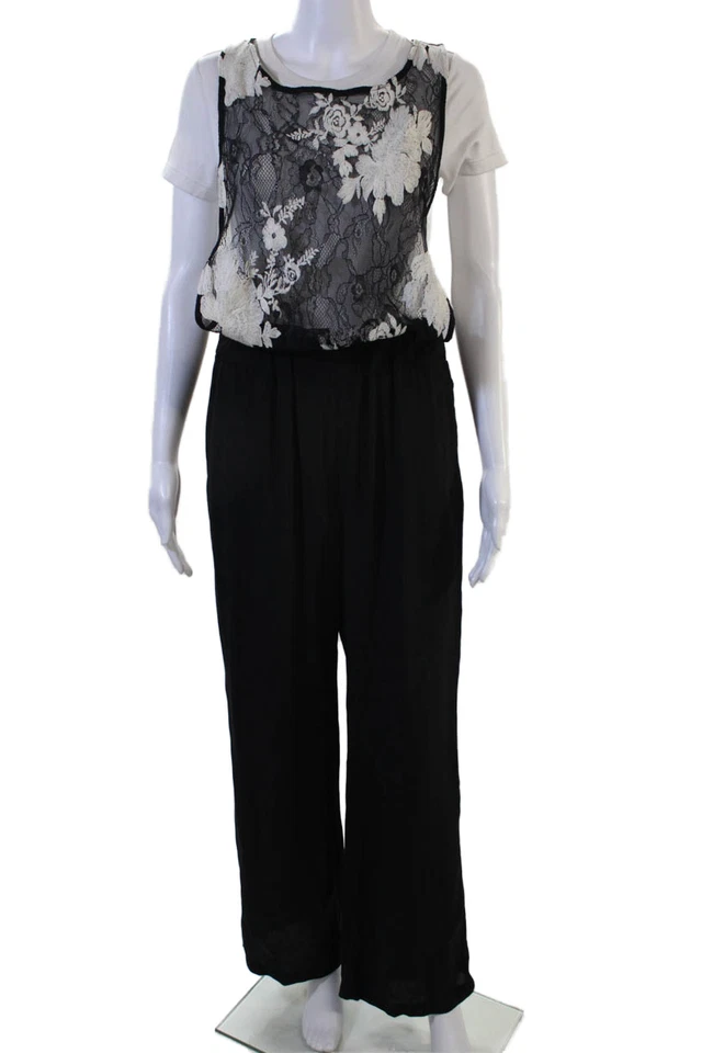 Mono sin mangas Dv Roma para mujer negro floral cuello redondo talla S Foto 1 de 4