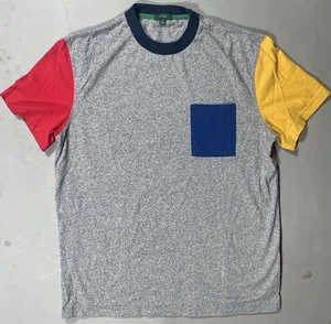 J CREW color block shirt mens L primary colors pocket tee 48$ retail - Picture 1 of 7