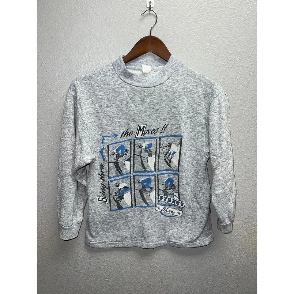 Sudadera de skate vintage juvenil patinaje callejero deporte monopatín gris cuello redondo M Foto 1 de 4