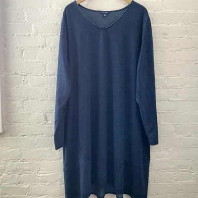 Pure Jill Indigo Dress Womens 4X Denim Blue Pullover Lagenlook Casual Comfort - Image 1 of 4