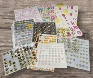 Lot Of 12 Scrapbook Stickers Alphabet Numbers Candy Corn Epoxy Fabric - Used - Picture 1 of 12