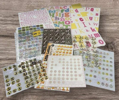 Lot Of 12 Scrapbook Stickers Alphabet Numbers Candy Corn Epoxy Fabric - Used - Image 1 of 4
