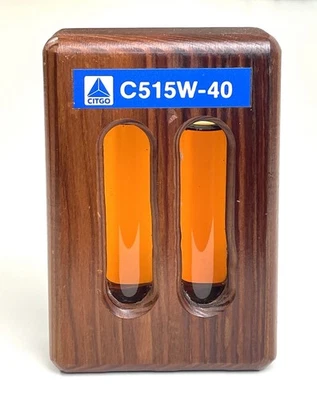 De colección RARO Coleccionable CITGO C515W-40 Muestra Tubos de Aceite Pisapapeles Exhibición Madera Foto 1 de 4