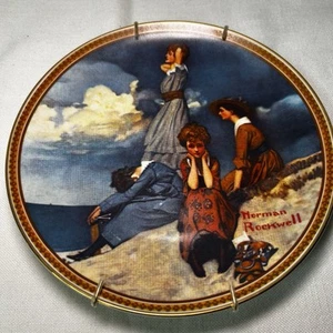 Vintage 80s "WAITING ON THE SHORE" by Norman Rockwell Knowles Collector's Plate - Bild 1 von 5