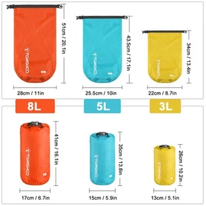TOMSHOO Sacos Secos Impermeables Paquete de 3 Bolsas Secas Ligeras para Rafting S6 - Imagen 1 de 11
