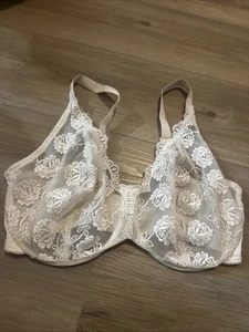 Vintage Victoria Secret Bra 36DD Retro Y2K IVORY Embroidered Unlined U/W Mesh - Picture 1 of 14