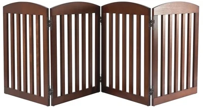 Puerta para perros independiente de madera plegable marrón 96 pulgadas extra ancha 28 pulgadas de alto Foto 1 de 4