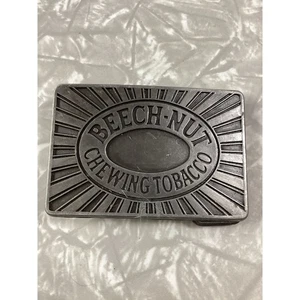 Vintage Buche-Nuss Kautabak Gürtelschnalle Messing LDL 70er Tobacciana silberfarben - Bild 1 von 2