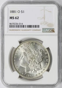 1881-O $1 Morgan Dollar NGC MS62 - Picture 1 of 4