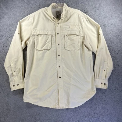 LL Bean Shirt Men Medium Tall Yellow Tropicwear Vented Fishing Roll Tab Angler - Image 1 of 4