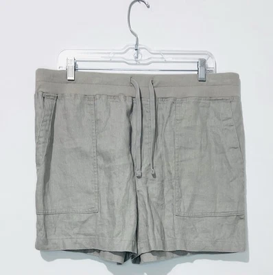 James Perse Womens Shorts 4 Linen Oatmeal Pockets Elastic Waist Lace NWT - Image 1 of 4