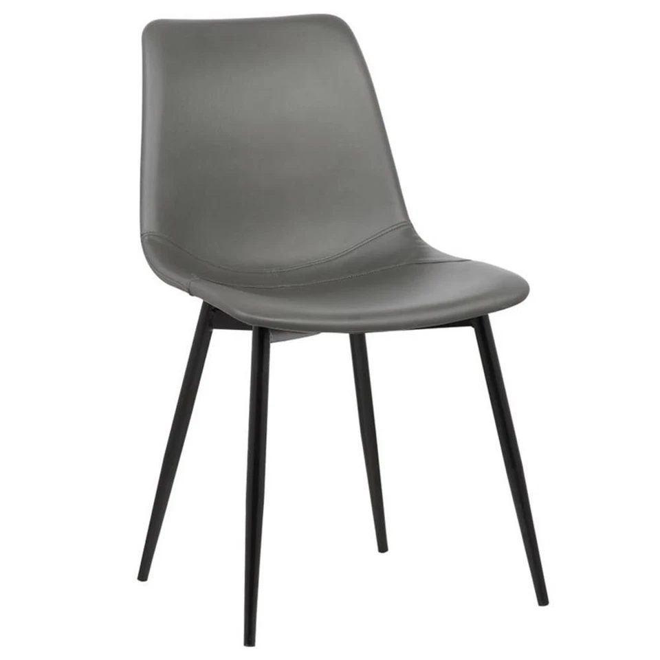 Armen Living Lcmochgrey Monte Dining Chair in Grey Faux Leather and Auburn