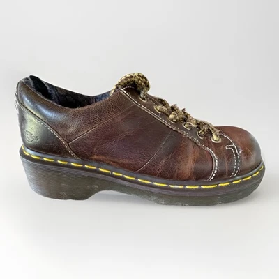 Vintage Y2K Dr Martens Keani Platform Leather Shoes Size 9 Womens Brown 90s - Image 1 of 4