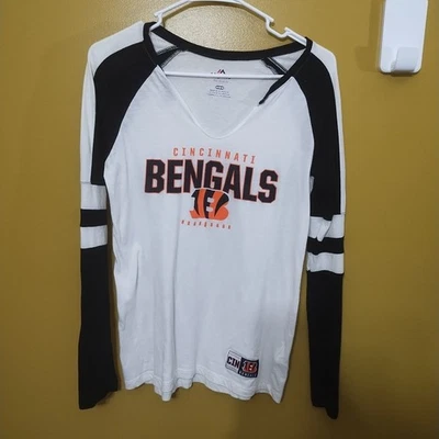 Majestic Cincinnati Bengals Long Sleeve Lightweight Cotton T Shirt M - Image 1 of 4
