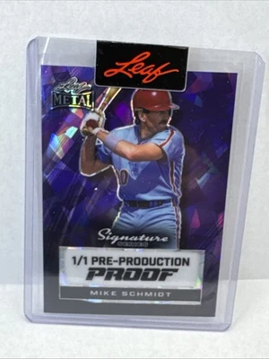 Mike Schmidt 2024 Hoja Metal Béisbol Púrpura Cristal Preproducción Prueba 1/1 Foto 1 de 2
