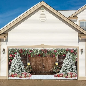 Christmas Garage Door Cover Banner 13x6ft - Holiday Outdoor Decoration with - Picture 1 of 5