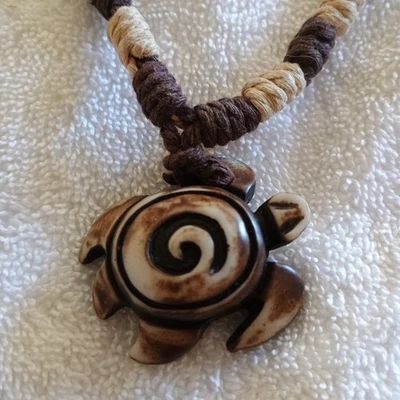  Collar Cordón Tortuga Tallado Sea Life Boho Surfer Hawaii Foto 1 de 4