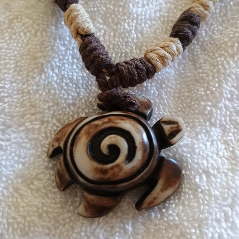  Collar Cordón Tortuga Tallado Sea Life Boho Surfer Hawaii Foto 1 de 4