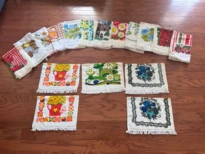 Lotto asciugamani vintage frange cotone USA alcuni nuovi con etichette Grandma Cottage floreale LEGGI! - Foto 1 di 11
