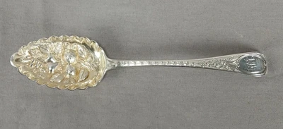 John Graham Edinburgh Engraved 9 1/4 Inch Sterling Silver Berry Spoon C.1813 A - Image 1 of 4