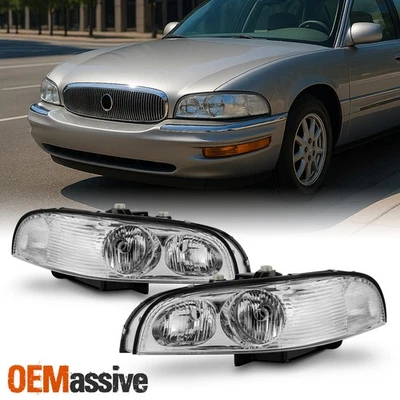 For 1997-2005 Buick Park Avenue Chrome Headlights Headlamp Pair Driver+Passenger - Image 1 of 4
