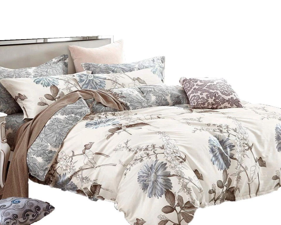 Swanson Beddings Daisy Silhouette Reversible Floral Print 3-piece 100 Cotton