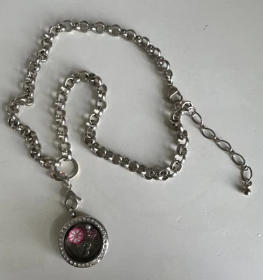 Pingente de colar de prata medalhão coruja 4 bugigangas mãe família coração flor - Imagem 1 de 4