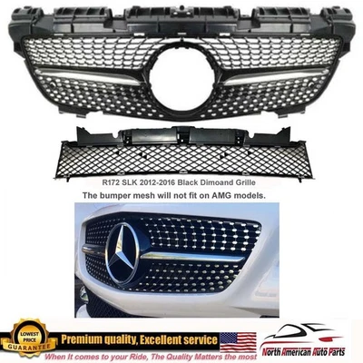 Grelha SLK R172 Black Diamond 2012 2013 2014 2015 2016 SLK200 SLK300 + inferior - Imagem 1 de 4