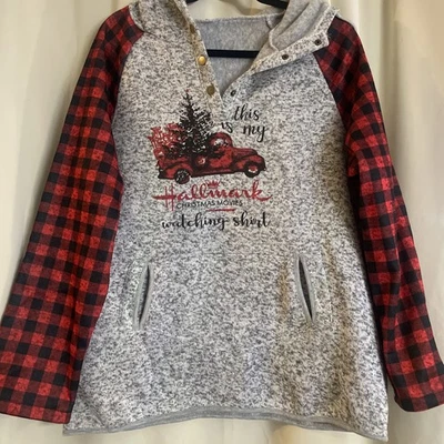 Женская толстовка с капюшоном Buffalo Plaid This Is My Hallmark рождественский фильм графика средний размер - Изображение 1 из 4