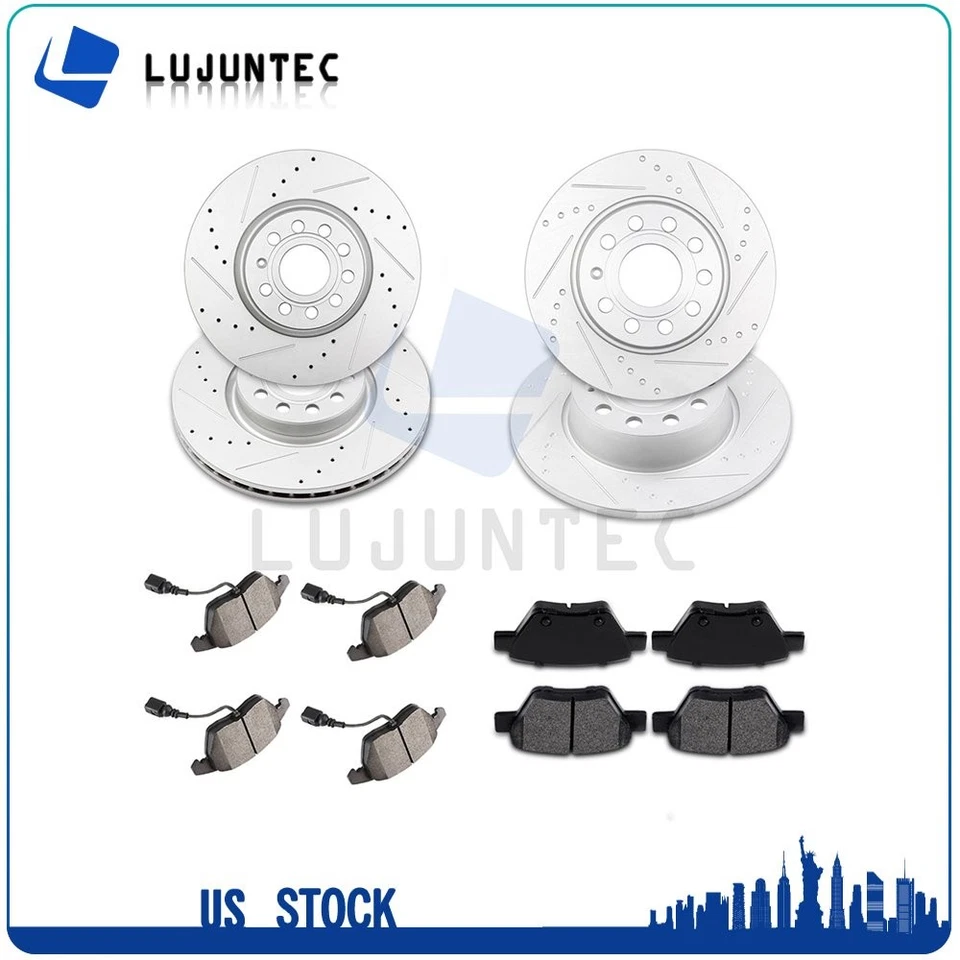 Front + Rear Brake Rotors & Metallic Pads For 2009-2016 Volkswagen Eos 2014 Golf Foto 1 de 1