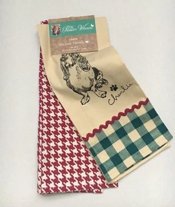 The Pioneer Woman Dish Towel Set Charlie Basset Hound Kitchen  Set Of 2 NWT HTF - Bild 1 von 4