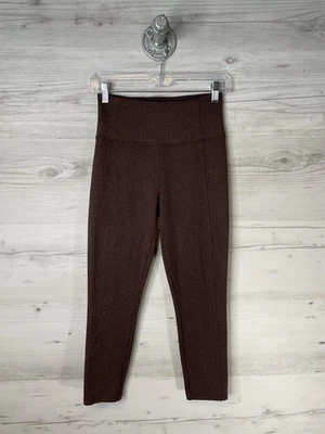 Athleta Leggings Womens XS Brown Delancey Herringbone Tight Ankle Zip Pocket - Image 1 of 4