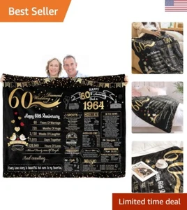 60th Wedding Anniversary Gift - Soft Throw Blanket - 50 x 60 Inch - Lightweight - Picture 1 of 9