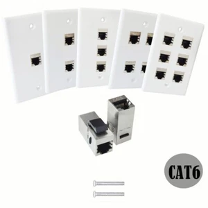 USA Ethernet Wall Plate Network LAN CAT6 Faceplate RJ45 Panel for Home Office - Picture 1 of 4