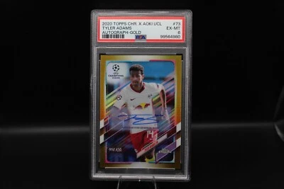 Tyler Adams 2020 Topps Chrome X Aoki UCL Autograph Gold /50 PSA 6 - Image 1 of 2