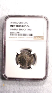 Moneda 1883 SIN CENTAVOS Liberty Níquel NGC MS64 COMO NUEVA ERROR 5C ¡PRECIO DE VENTA! - Imagen 1 de 4